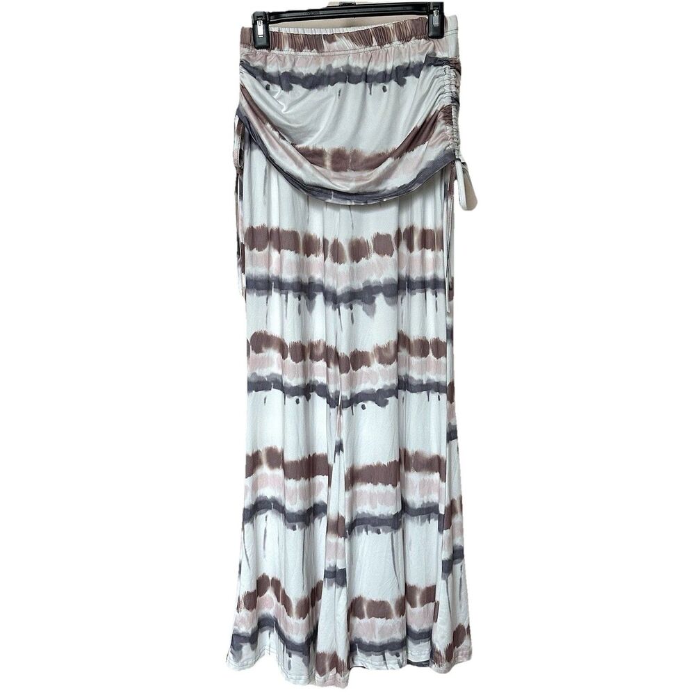 Wide Leg Pants W/Skirt Women’s XL Tie Dye Side Cinch Resort Vaca Ready Boho